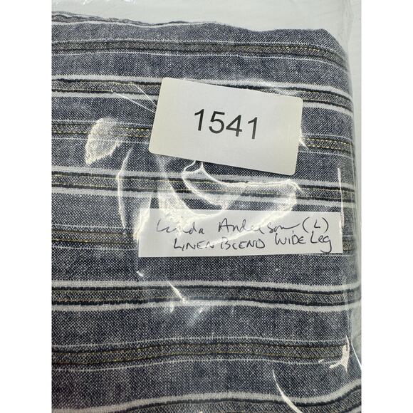 Wide Leg Crop Pull On Linen Pants L Stripe High Rise Lagenlook Festival Beachy - Picture 8 of 8